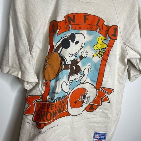 Vintage Snoopy Joe Nutmeg Cleveland Browns Single Stitch TShirt 1965 60s Small S - Picture 3 of 11
